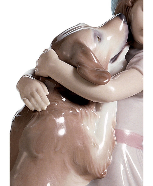 Charming Pastel Porcelain Dog Figurine, 10.5" Novelty Shape