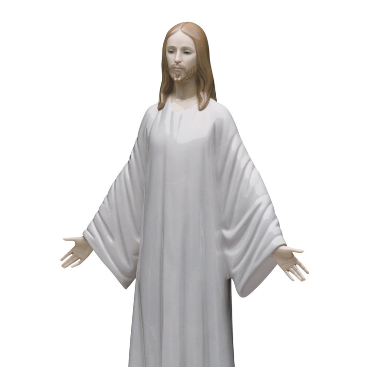 Serene Grace Porcelain Jesus Christ Statue 15" White