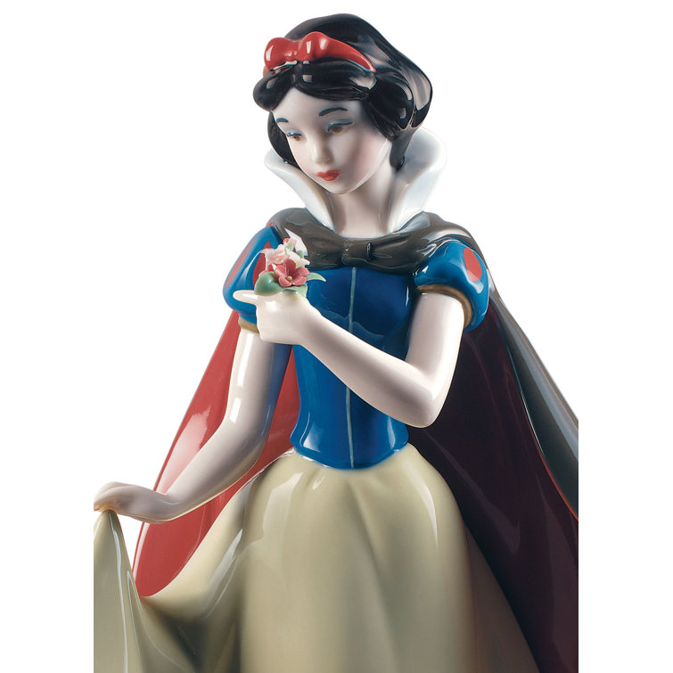 Colorful Porcelain Snow White Figurine with Flowers