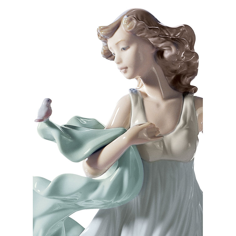 Summer Serenade Glossy Porcelain Woman Figurine