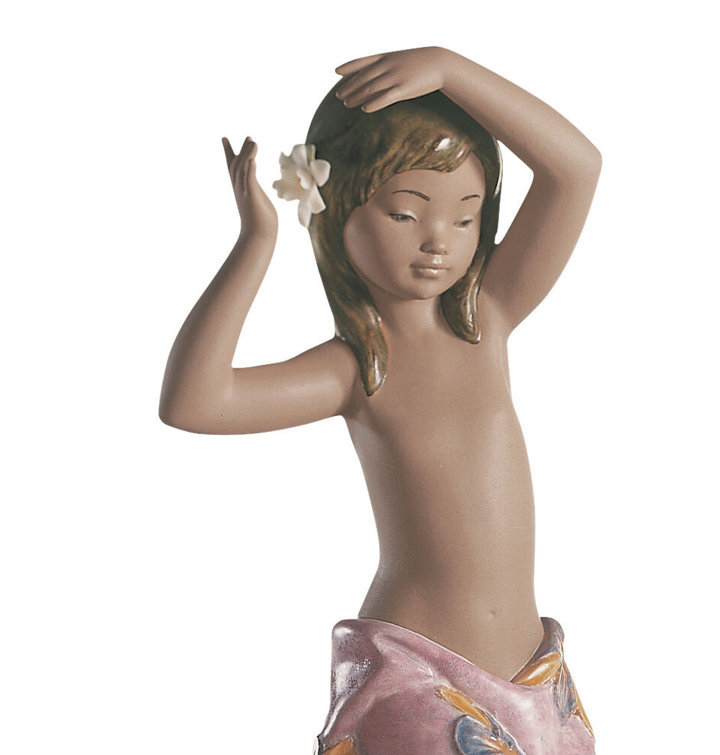 Handmade Porcelain Tropical Flower Girl Figurine