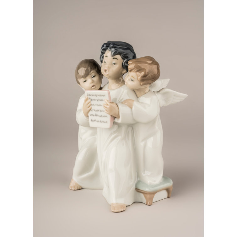 Cherubic Trio Porcelain Angel Statue for Valentine's Day