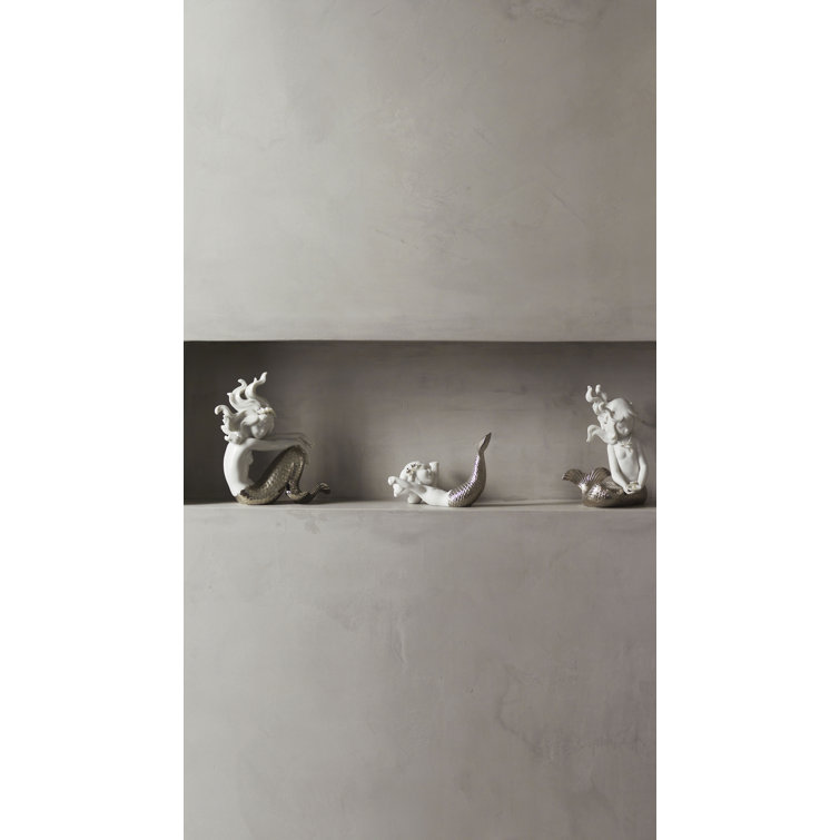 Elegant Matte Porcelain Mermaid Figurine, 7.5" Tall