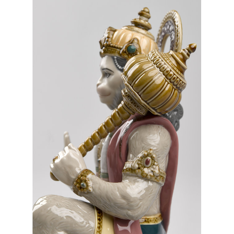 Glazed Porcelain Hanuman Figurine with Enamel Finish
