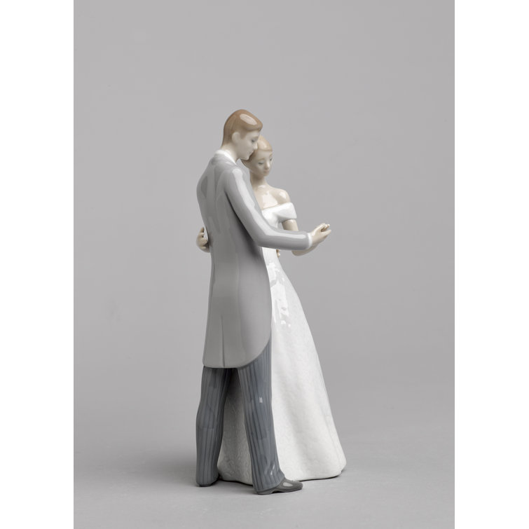 Handmade Porcelain Couple Figurine in White and Gray