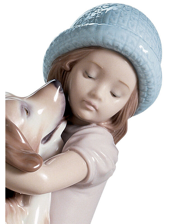 Charming Pastel Porcelain Dog Figurine, 10.5" Novelty Shape