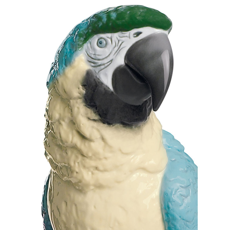 Elegant Gloss Porcelain Macaw Statue, 19.7" Handmade in Spain