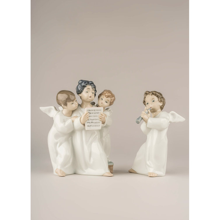 Cherubic Trio Porcelain Angel Statue for Valentine's Day