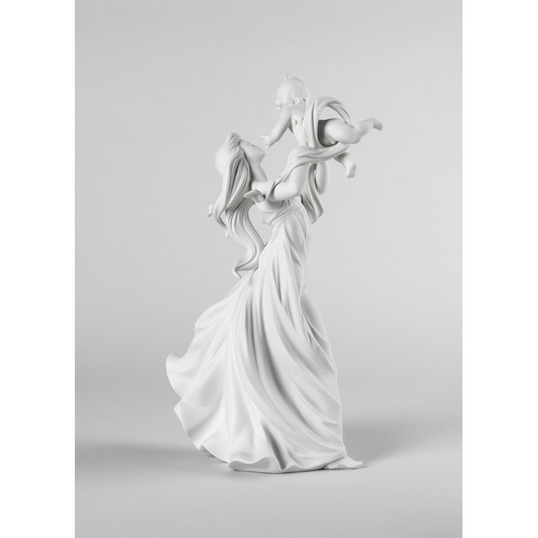 Elegante Crystal Maternal Embrace Statue, Matte White