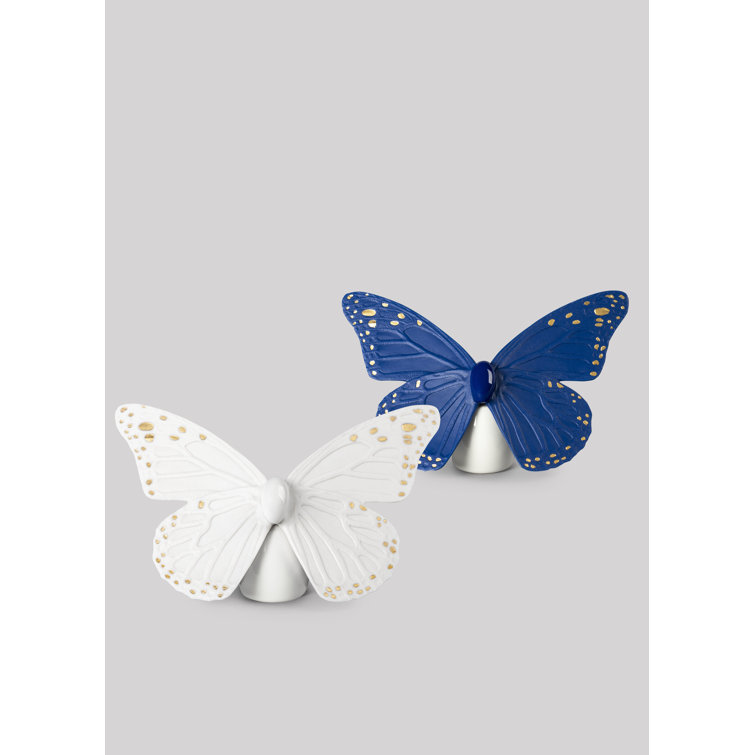 Lladró Elegance Golden Luster & Deep Blue Porcelain Butterfly Figurine