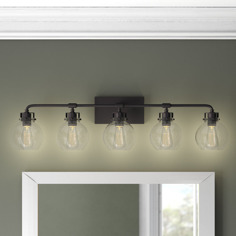 Oil Rubbed Bronze 5-Light Seeded Glass Vanity Light
