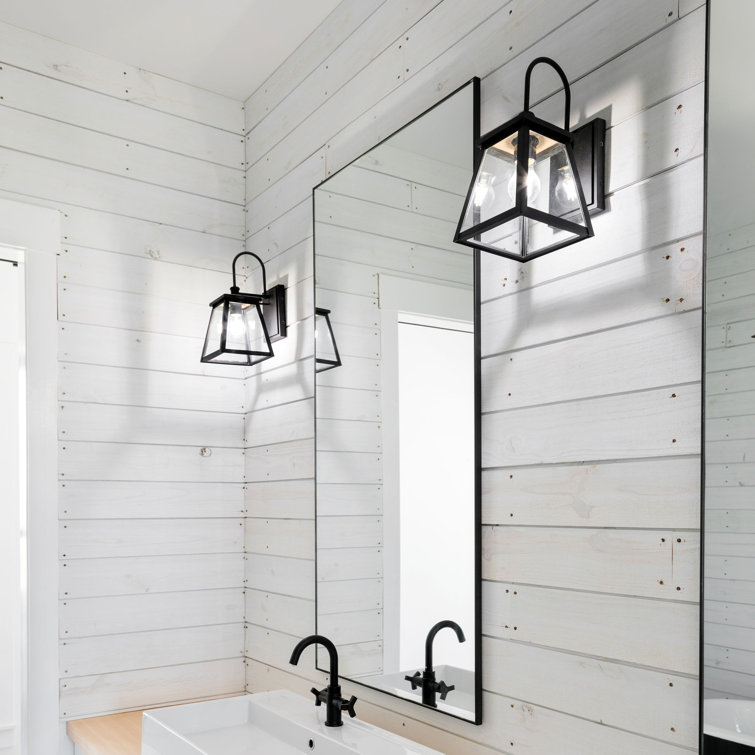 Belmore Modern Industrial Black Outdoor Wall Lantern with Clear Glass