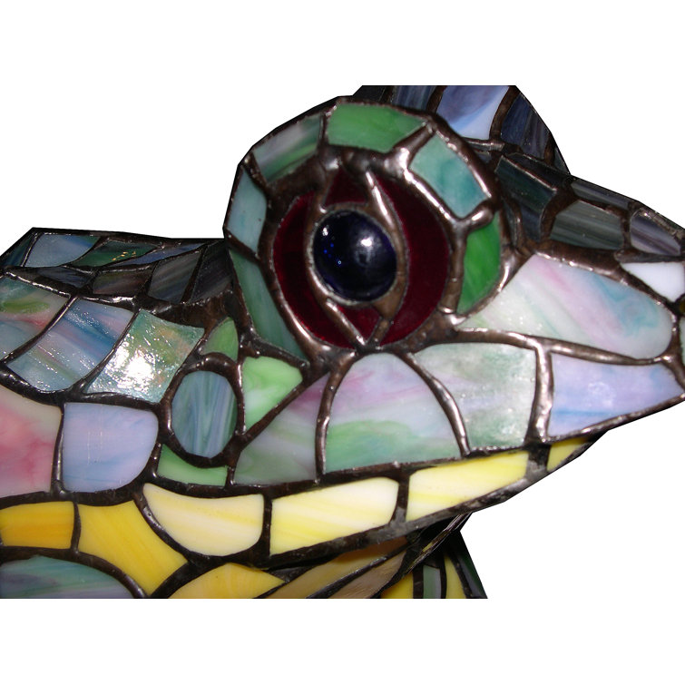 Multicolor Frog Tiffany Stained Glass Accent Lamp with 1-Light