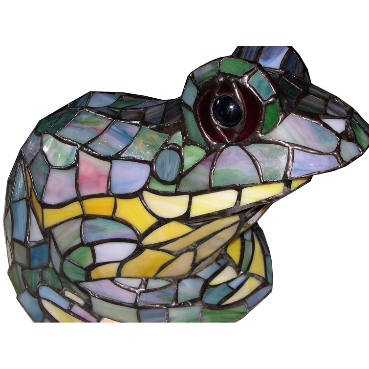 Multicolor Frog Tiffany Stained Glass Accent Lamp with 1-Light