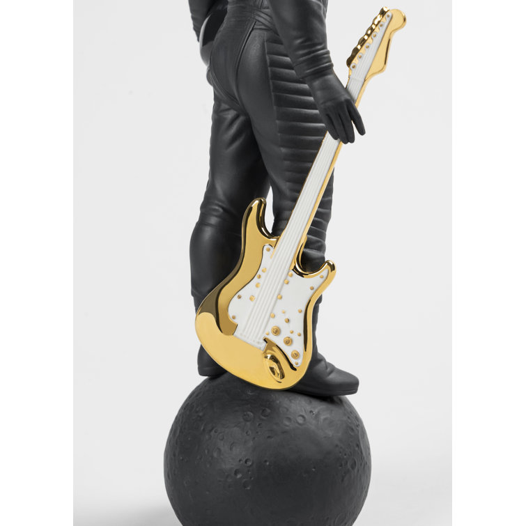 Patriotic Porcelain Black & Gold Moon Figurine by Marco Noguerón