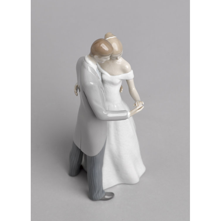 Handmade Porcelain Couple Figurine in White and Gray