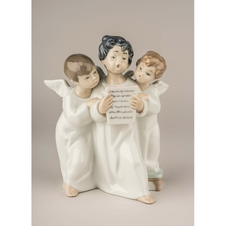 Cherubic Trio Porcelain Angel Statue for Valentine's Day