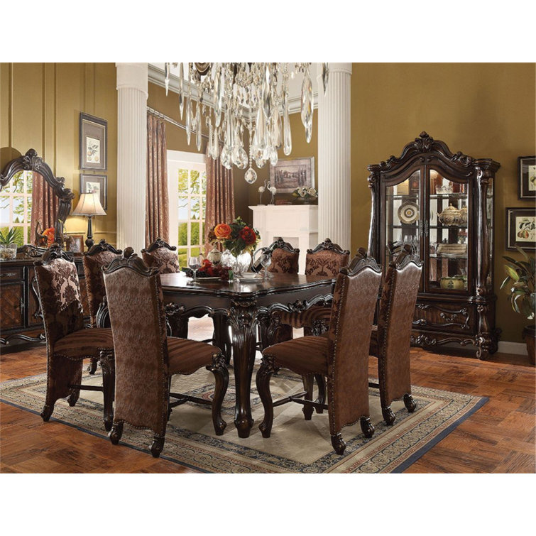 Cherry Oak and Brown Faux Leather Upholstered Side Chair