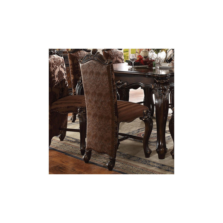 Cherry Oak and Brown Faux Leather Upholstered Side Chair