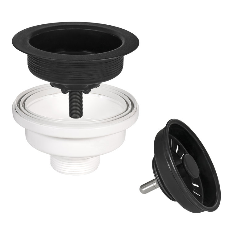 Matte Black Durable Polymer Kitchen Sink Strainer Assembly