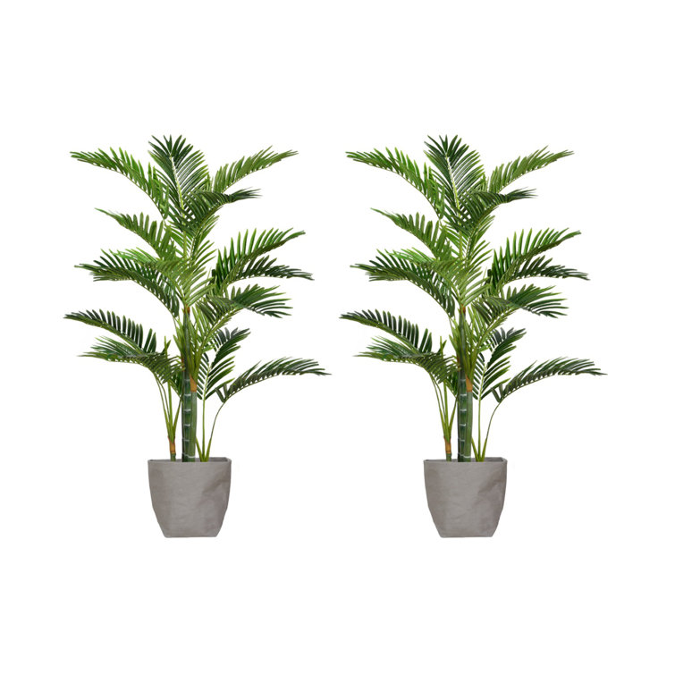 Life-like 48" Tall Green Palm Tree in Brown Plastic Planter