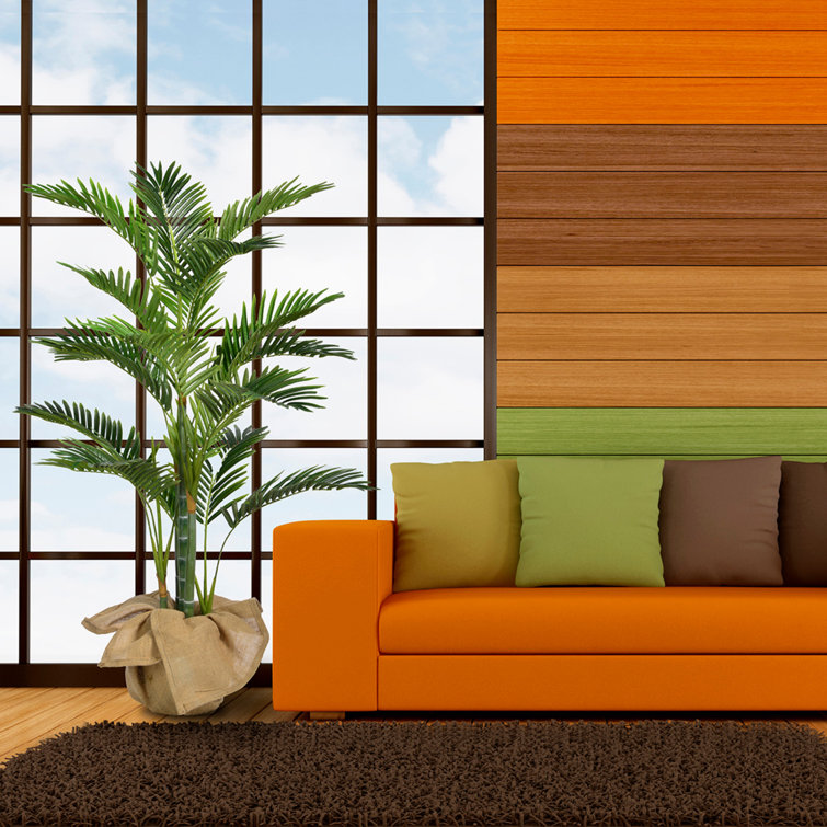 Life-like 48" Tall Green Palm Tree in Brown Plastic Planter