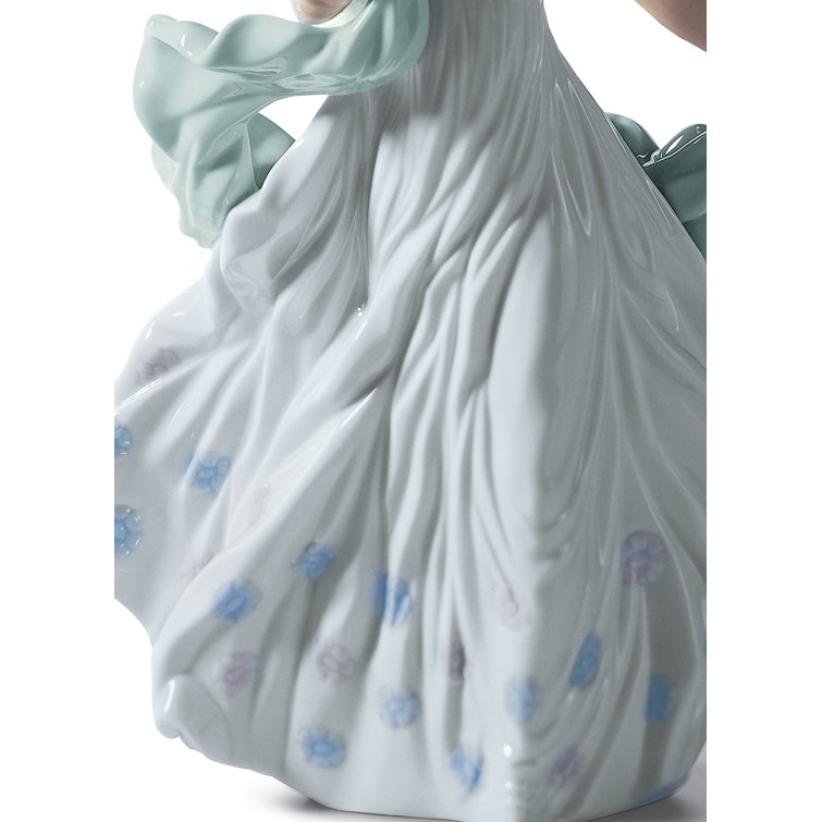Summer Serenade Glossy Porcelain Woman Figurine