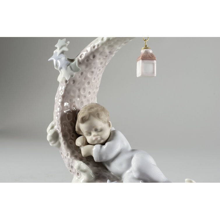 Heavenly Slumber Crescent Moon Porcelain Baby Boy Figurine