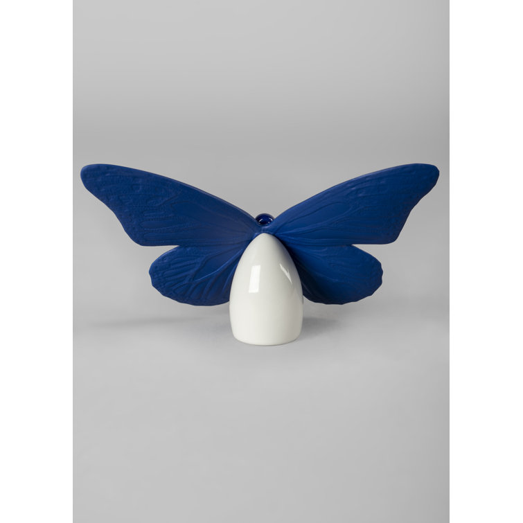 Lladró Elegance Golden Luster & Deep Blue Porcelain Butterfly Figurine