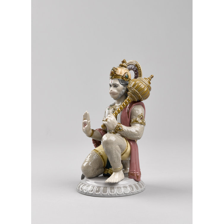 Glazed Porcelain Hanuman Figurine with Enamel Finish
