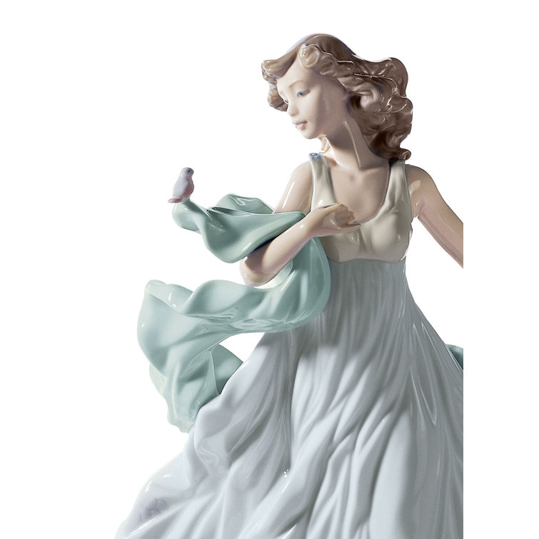 Summer Serenade Glossy Porcelain Woman Figurine