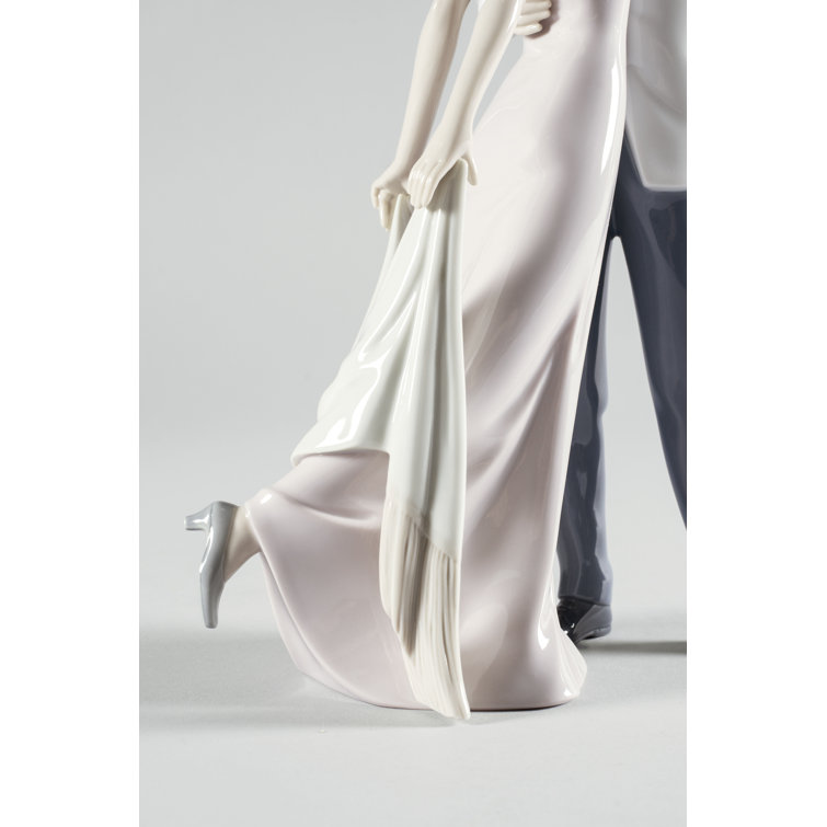 Elegant Porcelain Anniversary Couple Figurine in Pink and White