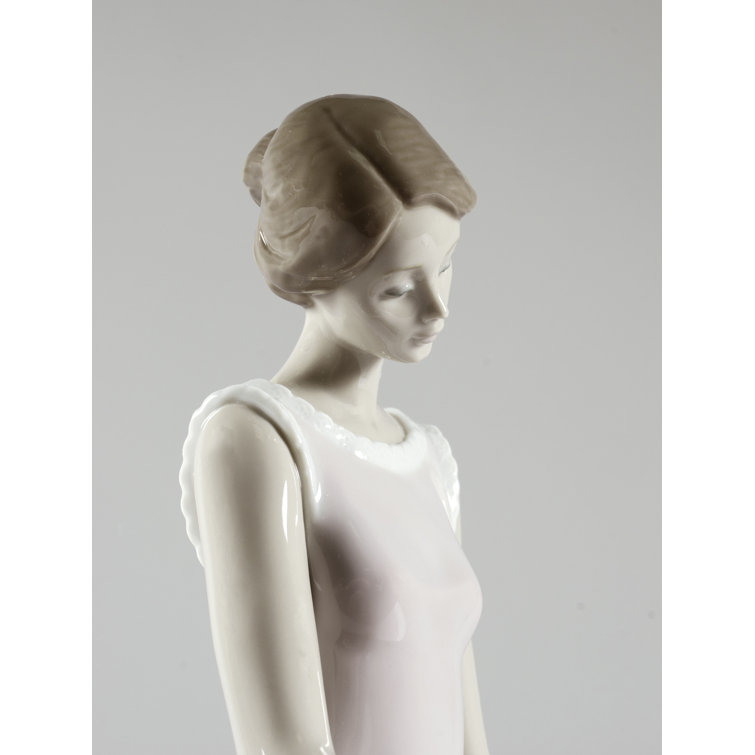 Elegant Porcelain Mother and Daughter Figurine, 14.5" Tall