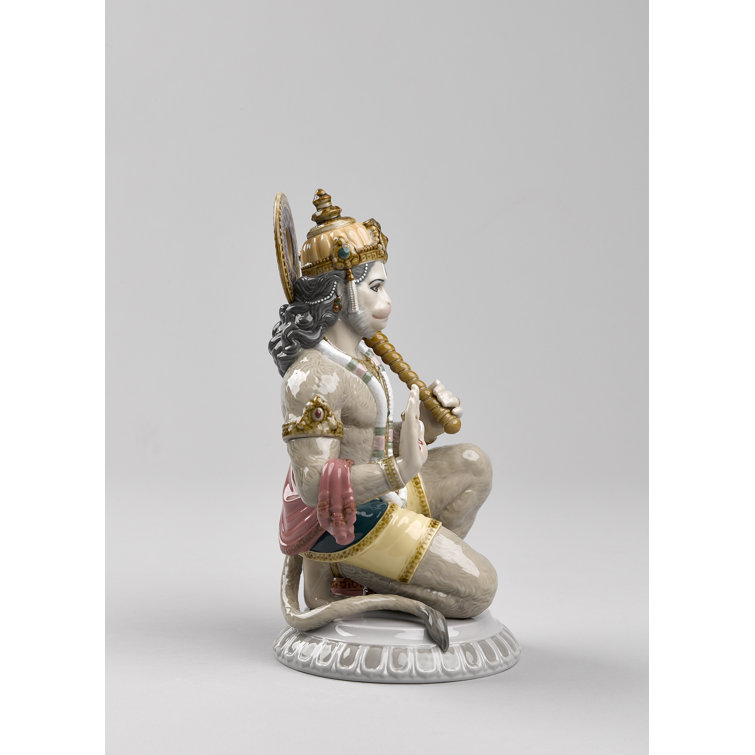 Glazed Porcelain Hanuman Figurine with Enamel Finish