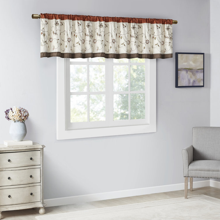 Spice Floral Embroidered Light Filtering Rod Pocket Valance