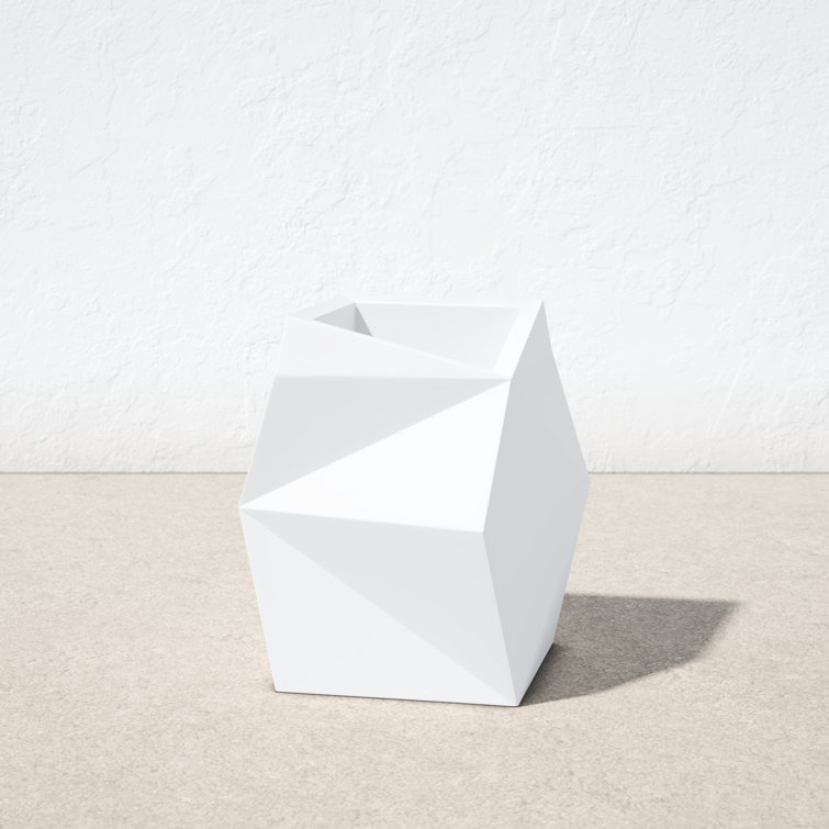 Alpine White Origami-Inspired Polyethylene Outdoor Planter