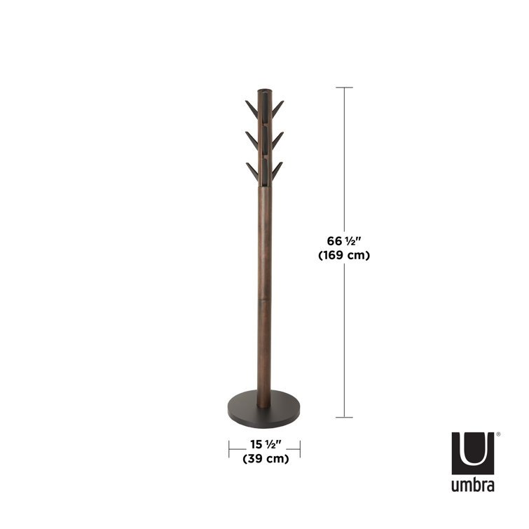 Flapper Sleek Black/Walnut 9-Hook Freestanding Coat Rack
