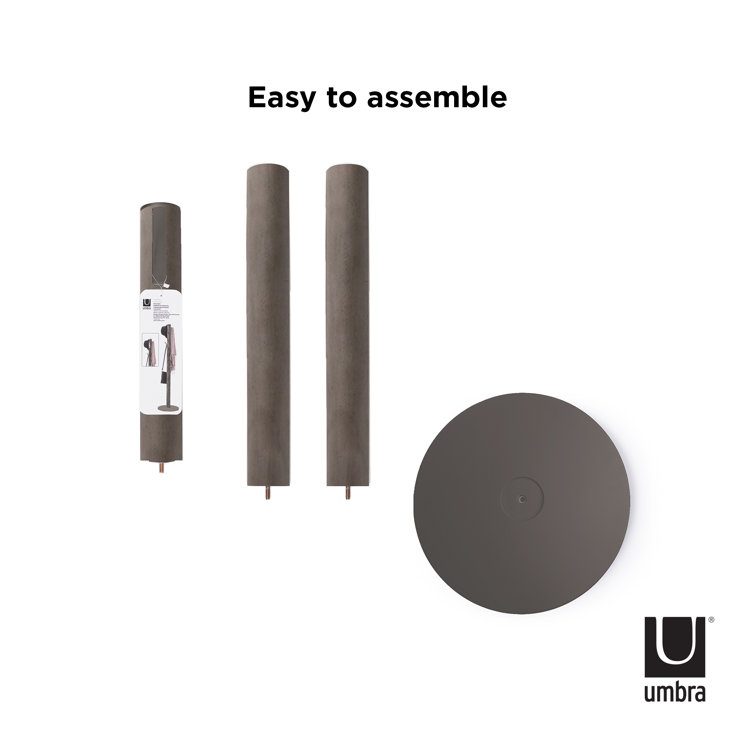 Gray Rubberwood Modern Freestanding Coat Rack with 9 Hooks