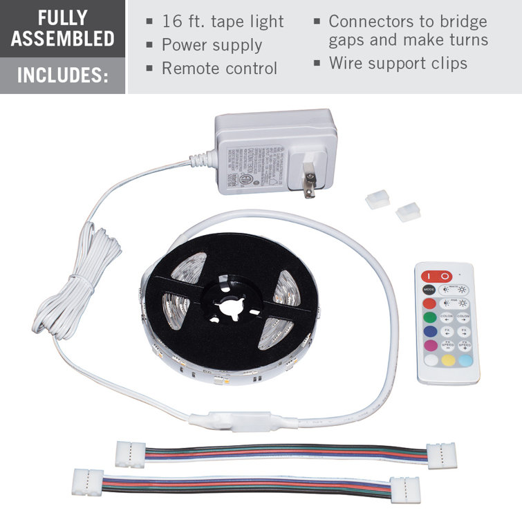 16 ft Multicolor LED Strip Light Kit with Remote