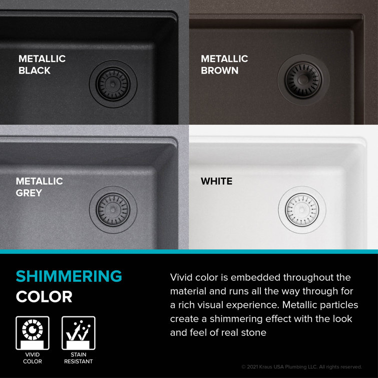 Bellucci White Quartz Composite Undermount Kitchen Sink with Accessories