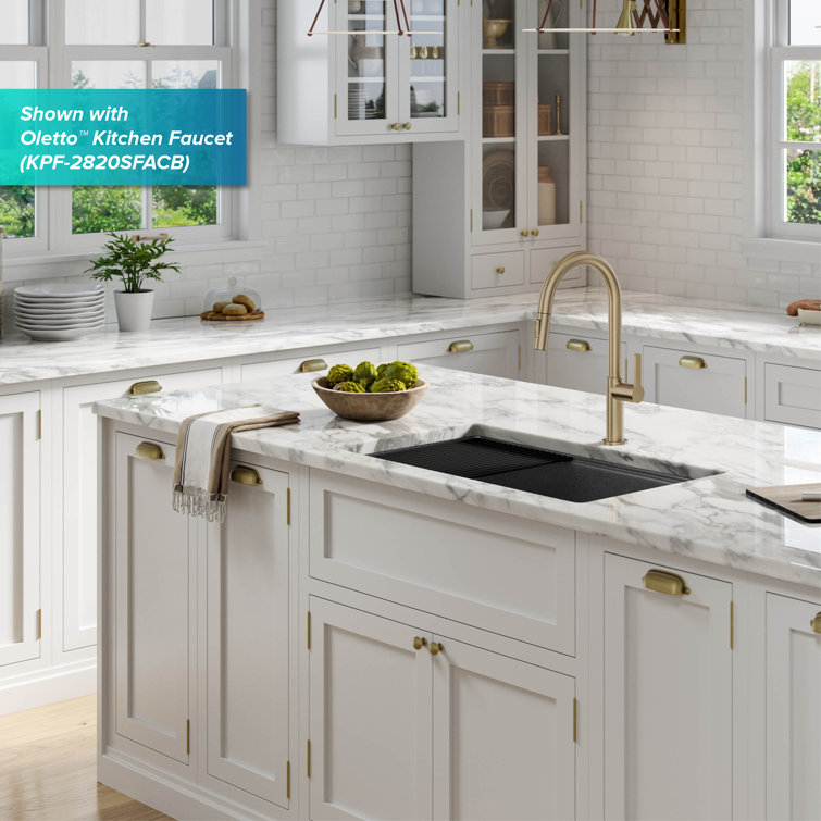 Metallic Black Quartz Composite Single Bowl Drop-in Kitchen Sink