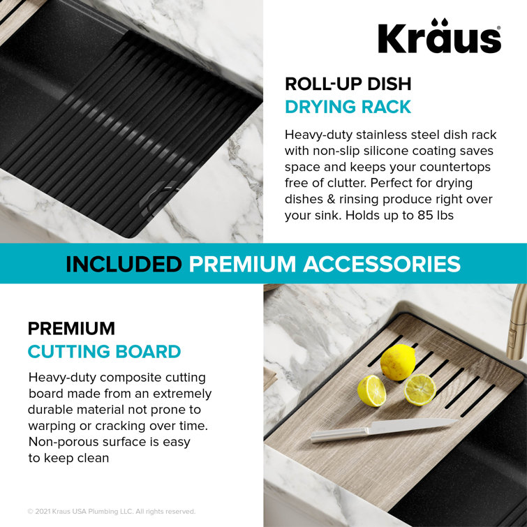 Metallic Black Quartz Composite Single Bowl Drop-in Kitchen Sink