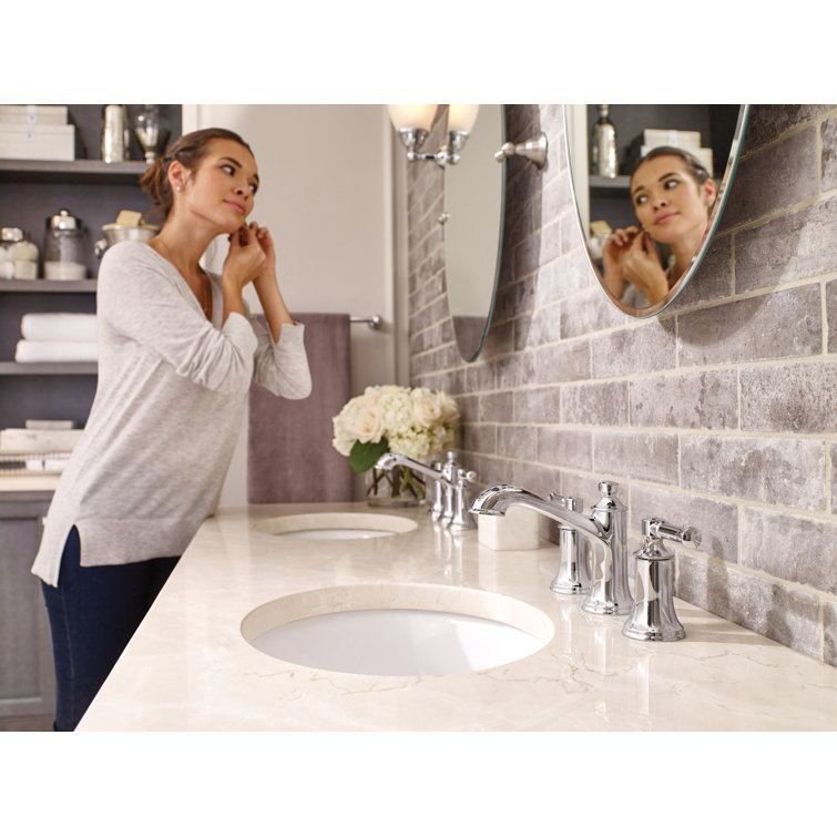 Chrome Two-Handle Widespread Bathroom Faucet with Metal Handles