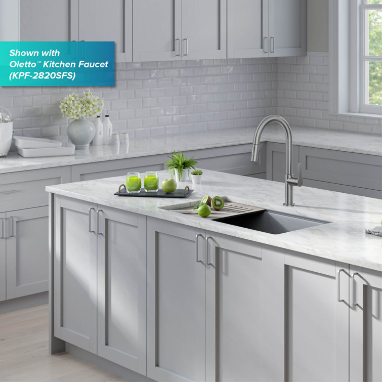 Metallic Gray Quartz Composite Single Bowl Drop-In Kitchen Sink