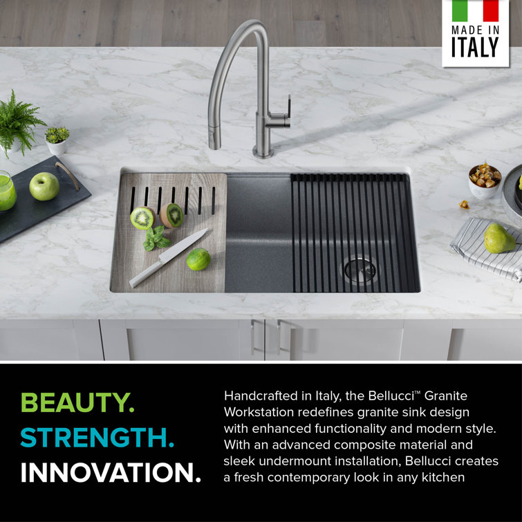 Metallic Gray Quartz Composite Single Bowl Drop-In Kitchen Sink