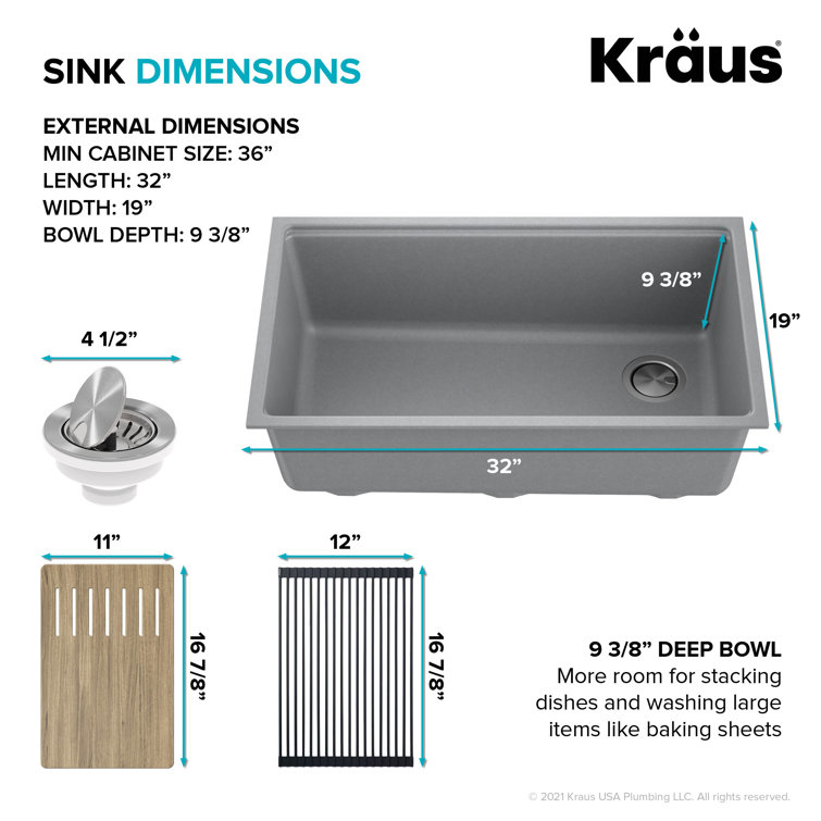 Metallic Gray Quartz Composite Single Bowl Drop-In Kitchen Sink