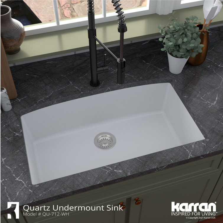 White Quartz Composite Undermount Single Bowl Kitchen Sink