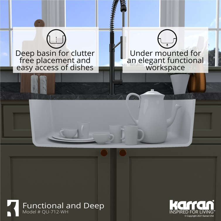 White Quartz Composite Undermount Single Bowl Kitchen Sink