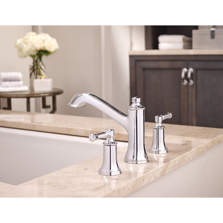 Classic Chrome Dual Handle Widespread Deck Mounted Faucet