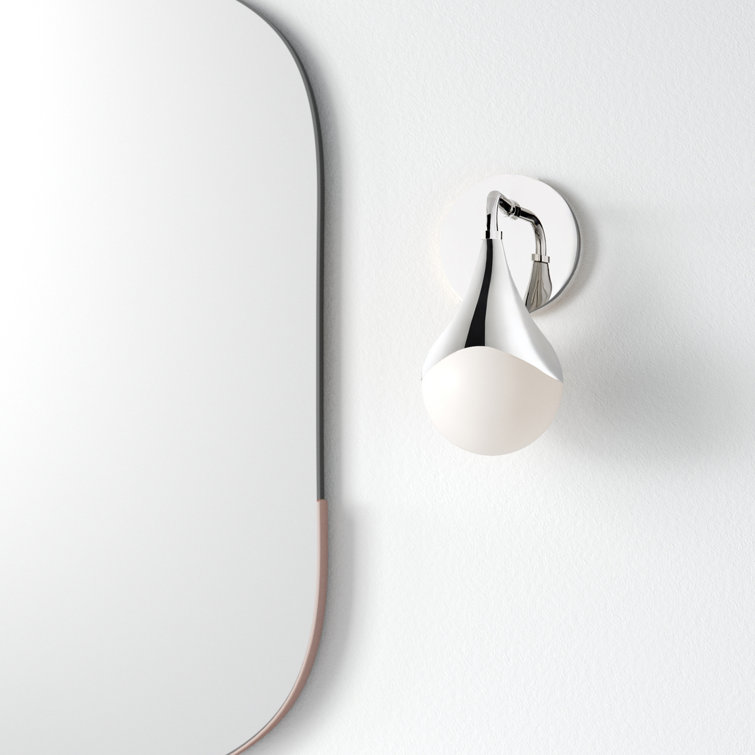 Algiers Polished Nickel Single-Light Dimmable Opal Bath Sconce